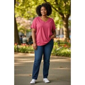 Additions by Chico's Women's Pink Short Sleeve Cotton T-Shirt Size 3 (xl) NWT